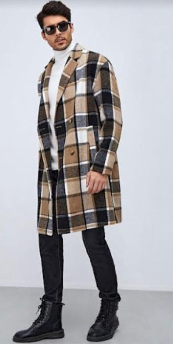 Mens Plaid Overcoat - Peacoat - Plaid Topcoats