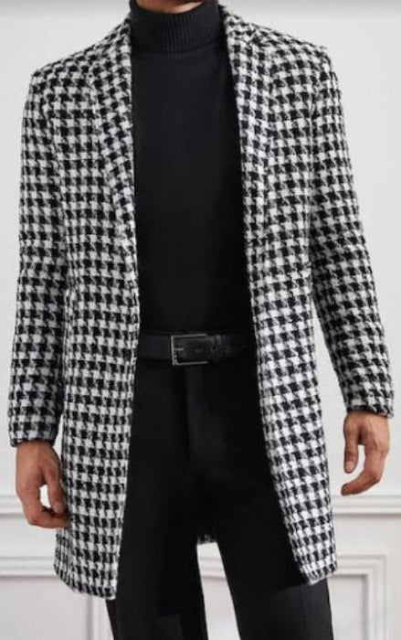 Mens Plaid Overcoat - Peacoat - Plaid Topcoats