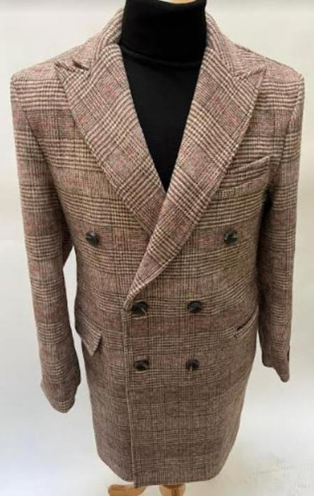 Mens Plaid Overcoat - Peacoat - Plaid Topcoats