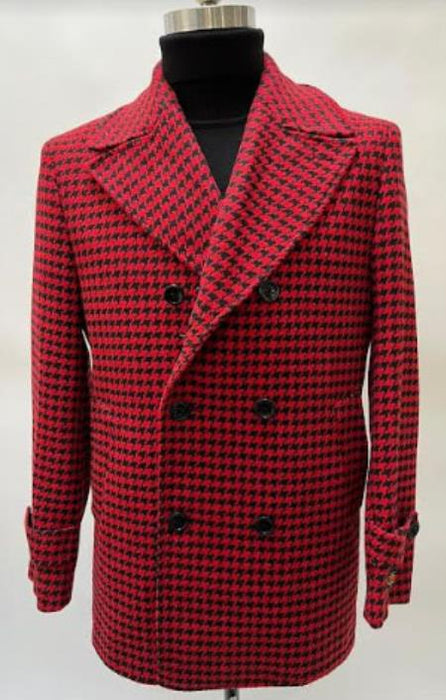 Mens Plaid Overcoat - Peacoat - Plaid Topcoats