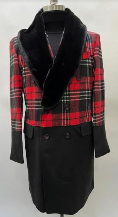 Mens Plaid Overcoat - Peacoat - Plaid Topcoats