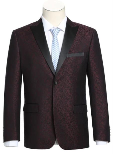 Mens Slim Fit Burgundy Tuxedo Blazer