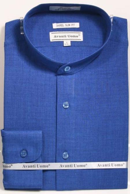 Mens Tapered Dress Shirts- Navy Shirt