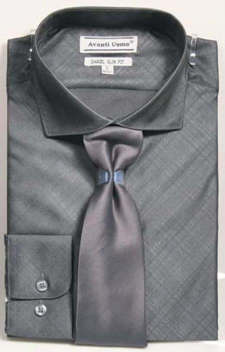 Mens Tapered Dress Shirts - Black Shirt