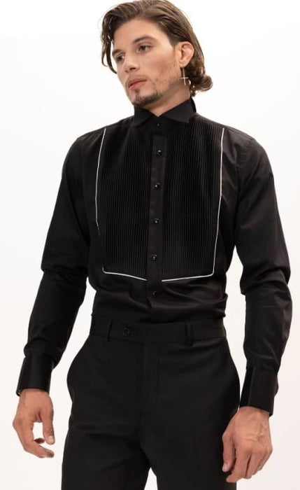 Mens Collar Shirt - Black White