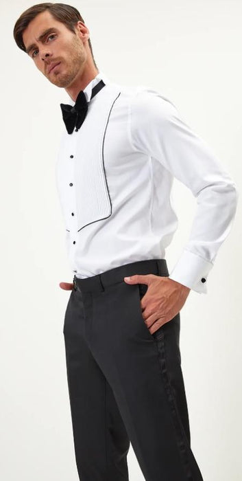 Mens Pure Cotton Collar Shirt - Black White