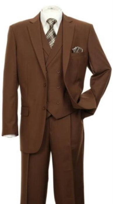 Modern Fit Wool Feel Two Button Jacket with Suit Brown