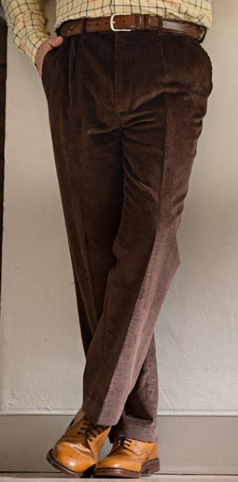 Brown Pleated County Corduroy Pants