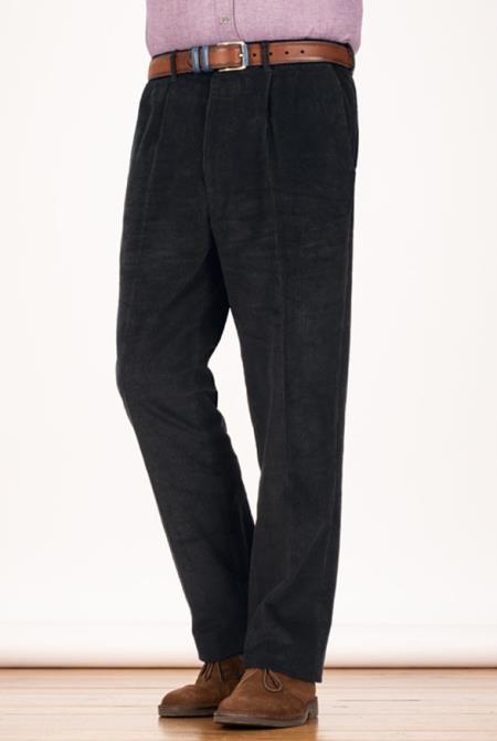 Black Pleated County Corduroy Pants