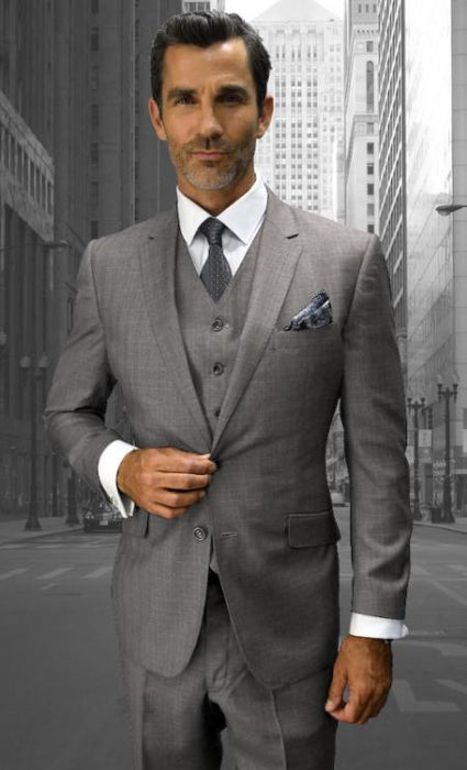 Statement Suits - Plaid Suits - Business Suits Italian Vested Suits Grey