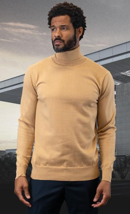 Mens Sweater Camel and Cashmere Fabric