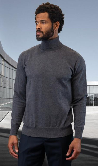 Mens Sweater Charcoal and Cashmere Fabric