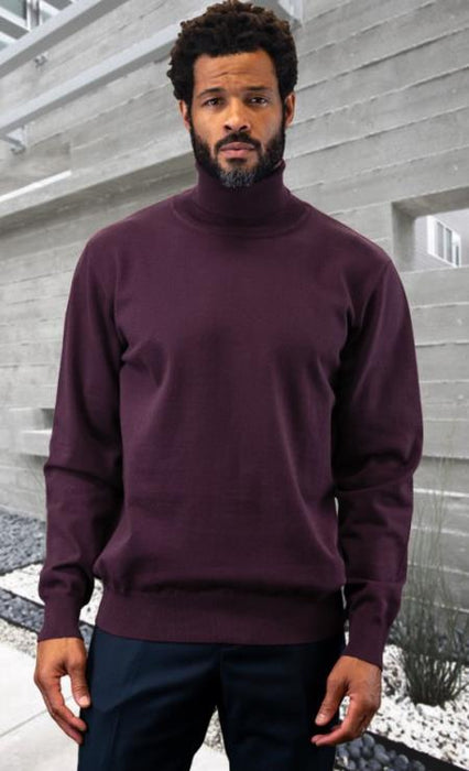 Mens Sweater Eggplant and Cashmere Fabric