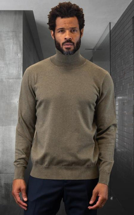 Mens Sweater Olive and Cashmere Fabric