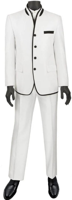 Wedding Groom Suit - Prom Tuxedo Suit - No Collar Weddig Tuxedo - White