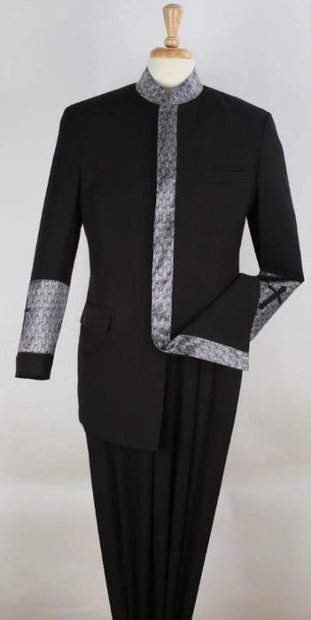 Mandarin Collar Tuxedo - Mandarin Tuxedo - No Collar Suit - Black Suit