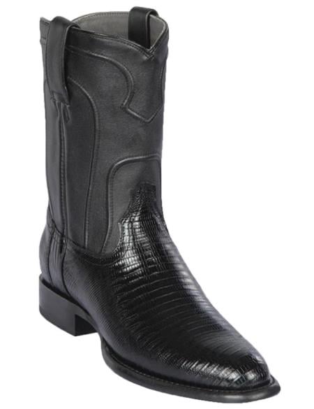 Mens Los Altos Lizard Skin Roper Toe Boot Black