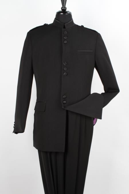 Mandarin Collar Tuxedo - Mandarin Tuxedo - No Collar Suit - Black Suit