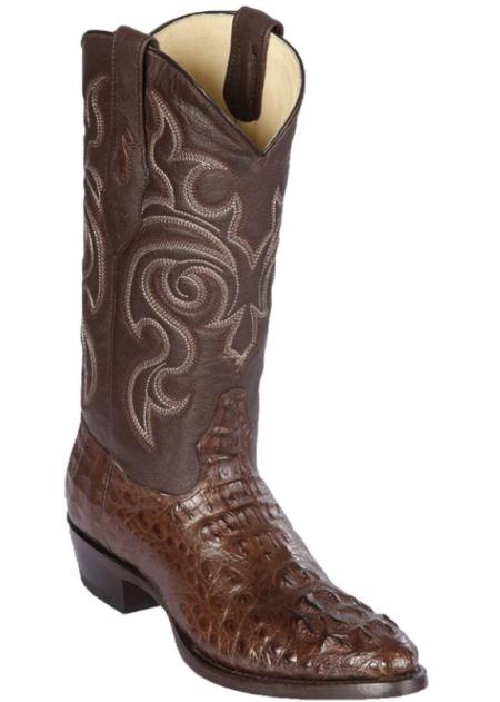 Mens Los Altos Caiman Hornback Round Toe Boot Brown