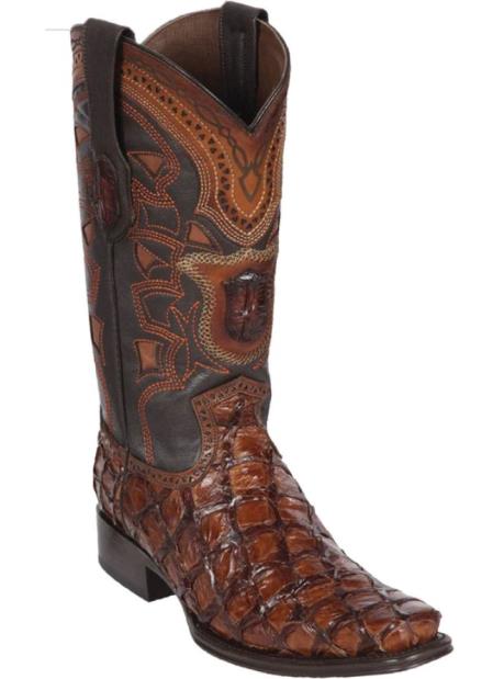 Mens Los Altos Monster Fish European Square Toe Boot Brown