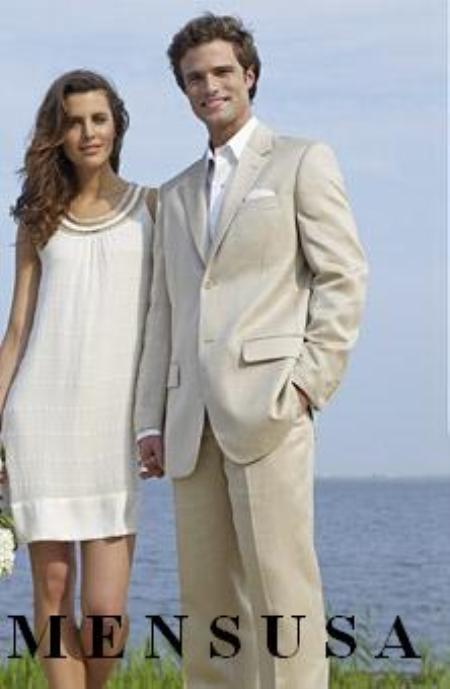 Mens Lightweight Suit - Summer Dress Suits Light Tan