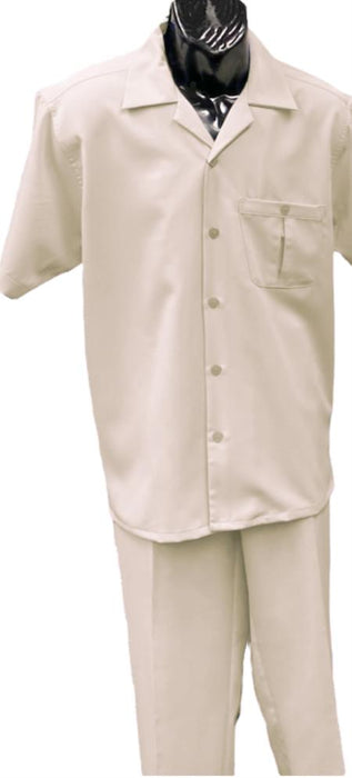 Mens Walking Suit - Big and Tall Casual Suit - Cream Suit Up to 6XL Pants