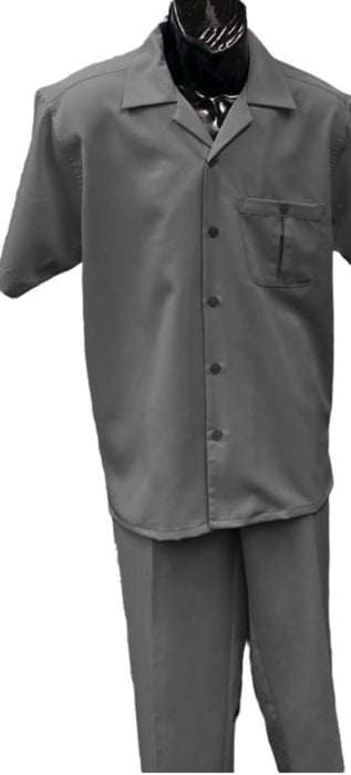 Mens Walking Suit - Big and Tall Casual Suit - Grey Suit Up to 6XL Pants