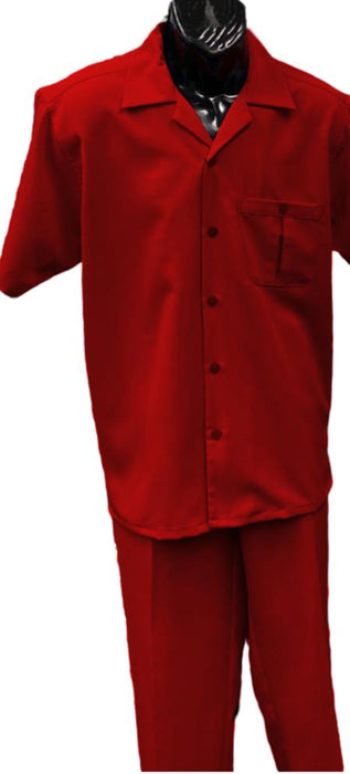 Mens Walking Suit - Big and Tall Casual Suit - Red Suit Up to 6XL Pants