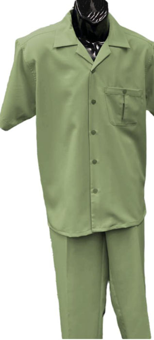 Mens Walking Suit - Big and Tall Casual Suit - Sage Suit Up to 6XL Pants