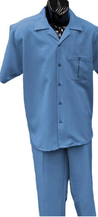 Mens Walking Suit - Big and Tall Casual Suit - Sky Blue Suit Up to 6XL Pants