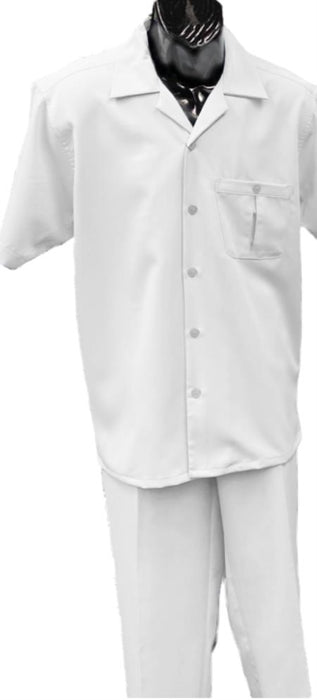 Mens Walking Suit - Big and Tall Casual Suit - White Suit Up to 6XL Pants