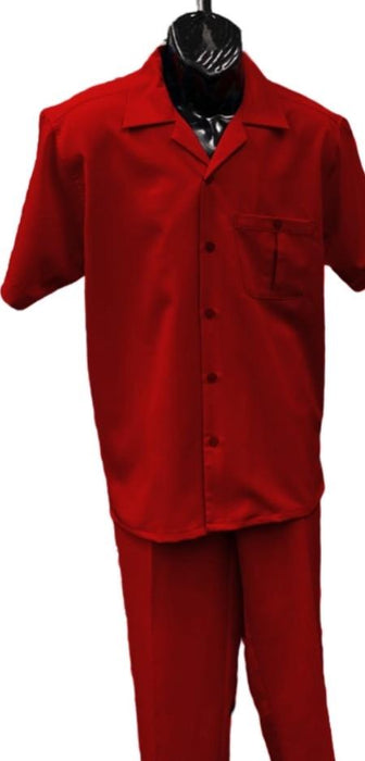 Mens Walking Suit - Big and Tall Casual Suit - Red Suit Up to 6XL Pants