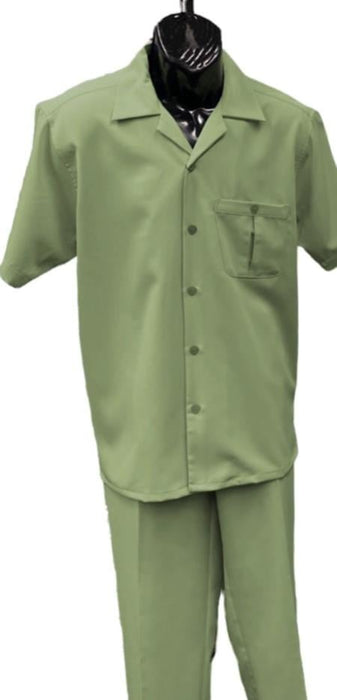 Mens Walking Suit - Big and Tall Casual Suit - Sage Suit Up to 6XL Pants