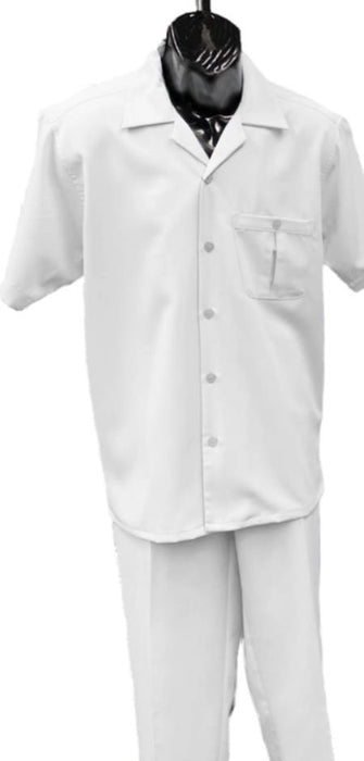 Mens Walking Suit - Big and Tall Casual Suit - White Suit Up to 6XL Pants