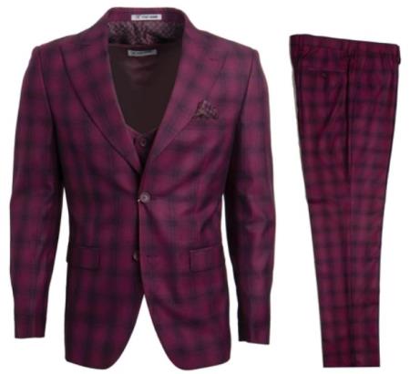 Stacy Adams Suit Hybrid Fit Suit Burgundy