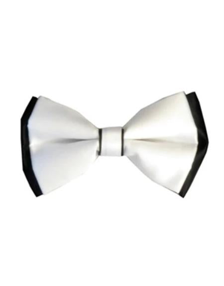 Mens Formal - Wedding Bowtie - Prom White and Black Bowtie