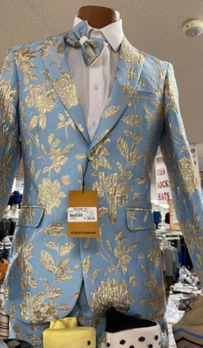 Light Blue and Gold Tuxedo - Sky Blue Suit - Paisley Tuxedo Suit