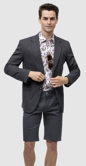 Mens Suits With Shorts - Charcoal Summer Suit