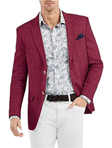 Linen Blazer - Burgundy Linen Sportcoat