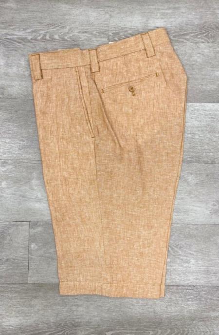 Linen Flat Front Pants Camel