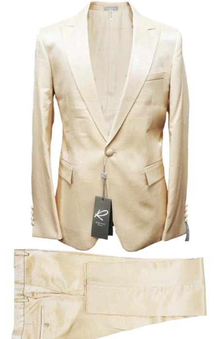 Rossiman Suit - Sateen Suit - Cream Shiny Suit