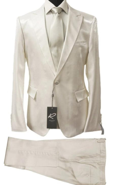 Rossiman Suit - Sateen Suit - White Shiny Suit