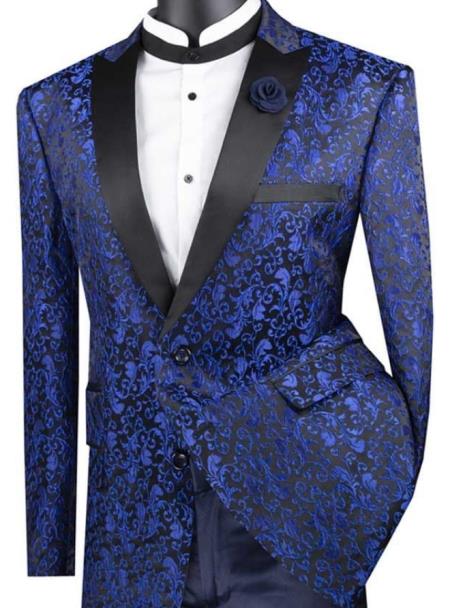 Paisley Blazer - Blue Tuxedo - Dinner Jacket - Prom Tuxedo