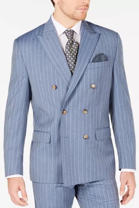 Sky Blue Stripe - Double Breasted Pinstripe Suit