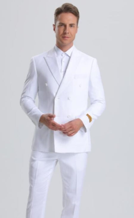 Double Breasted Suit - Seersucker Suit - White Summer Suit