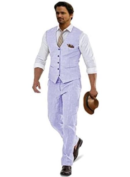 Groomsmen Summer Beach Prom Lavender Vest and Pants Set