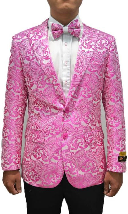 Mens Paisley Dinner Jacket in Fuchsia