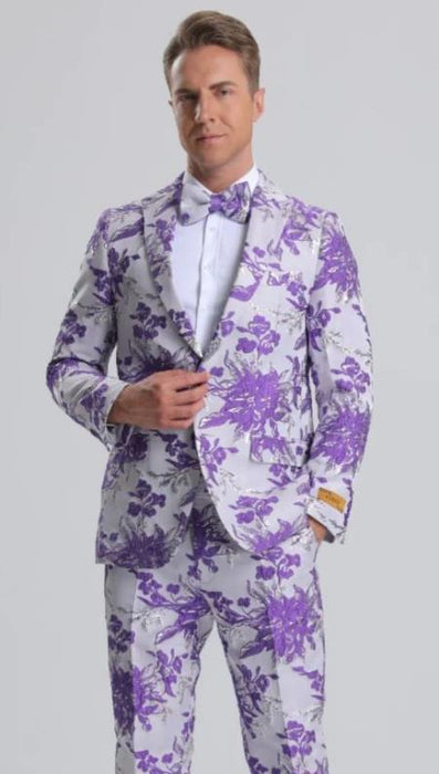 Mens Purple Blazer - Floral Blazer