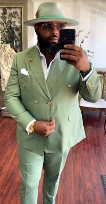 Mens Double Breasted Suits - Green Suit