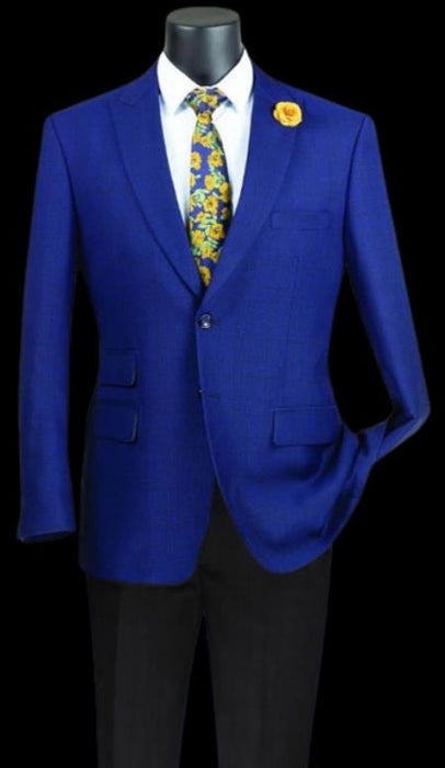 Blue Plaid Blazer - Mens Blue Windowpane Sportcoat